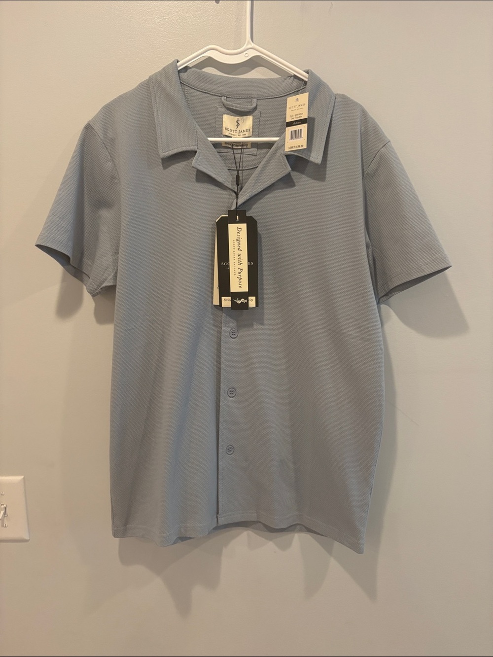 Scott Barber Men's Light Blue Short-Sleeve Button Down Shirt